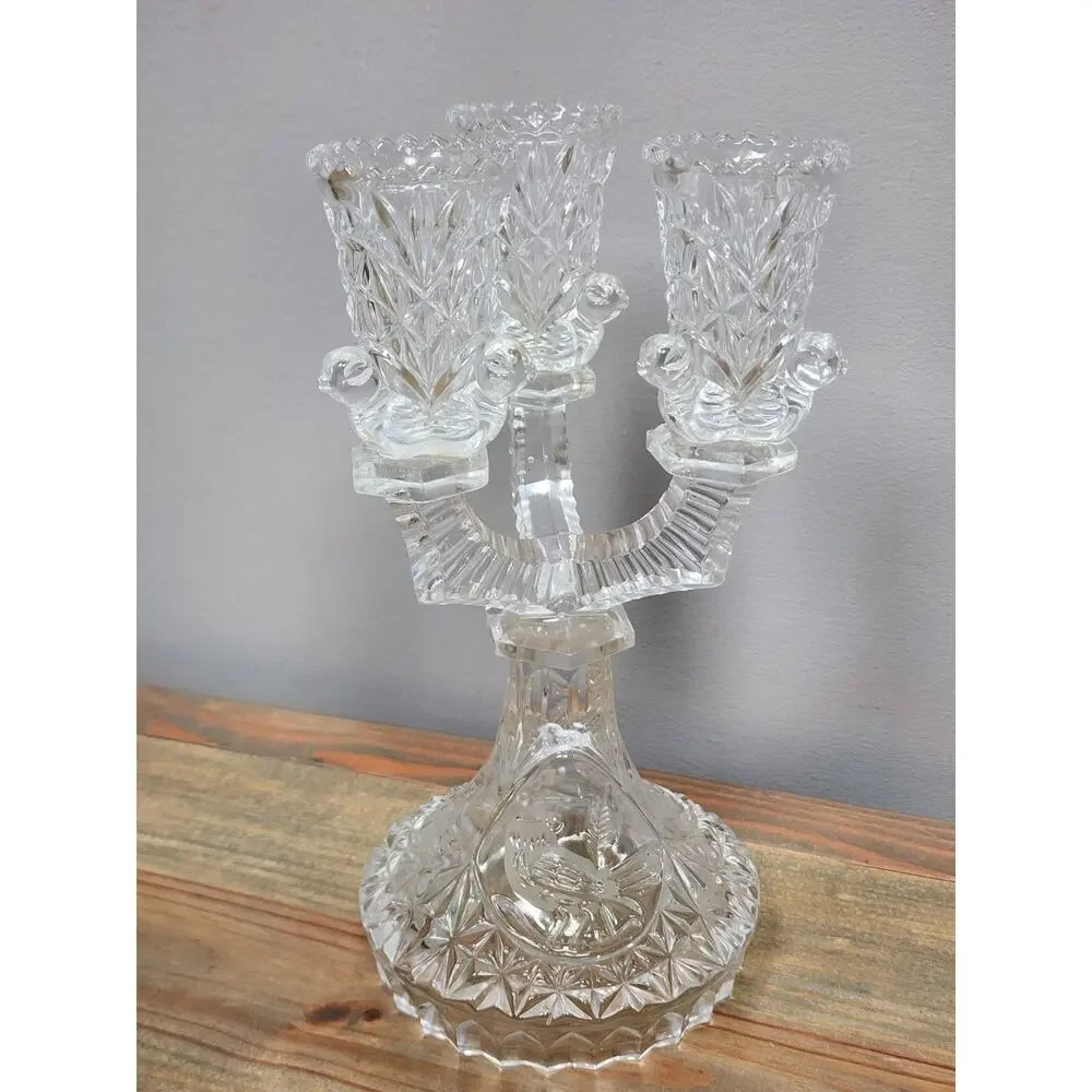 Hofbauer Crystal The Byrdes Collection Three Arm Candlestick Holder | Vintage